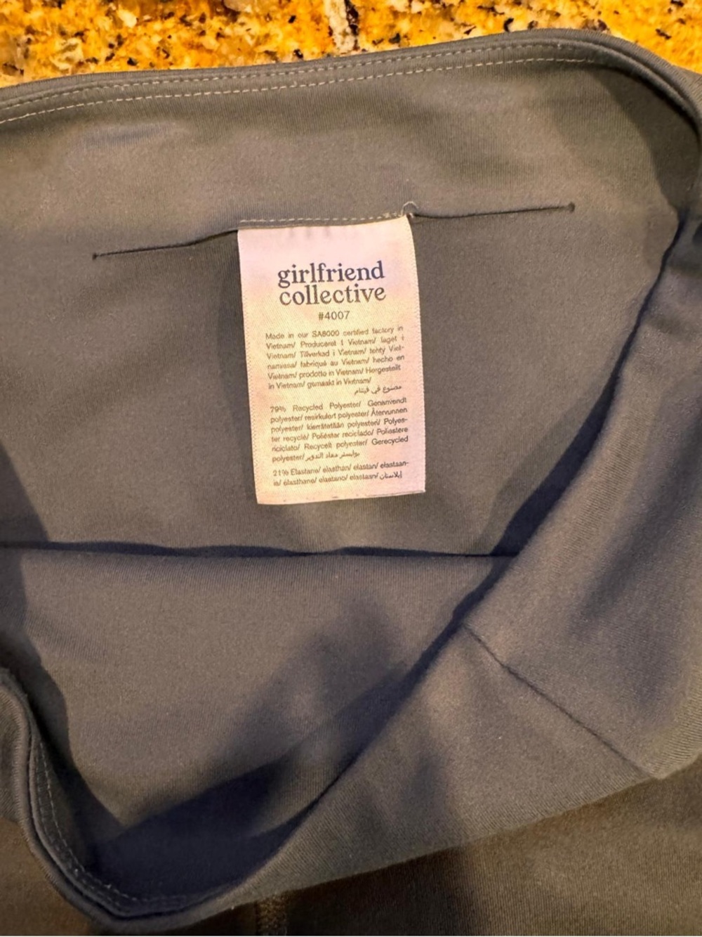 girlfriend collective Charcoal Activewear Top with Crew Neck